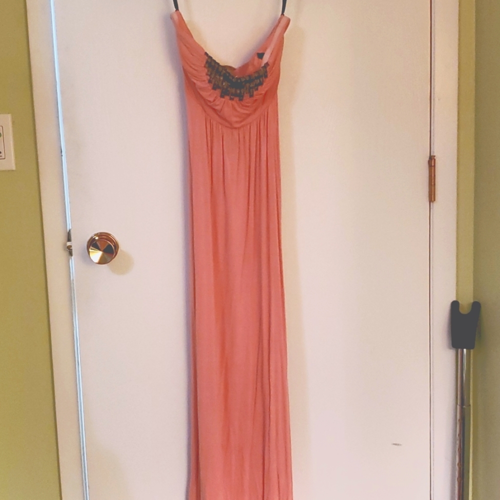 Coral strapless dress